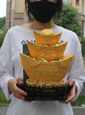 开业礼品乔迁送礼办公室装饰金鼎聚财宝鼎一桶金招财摆件存钱袋