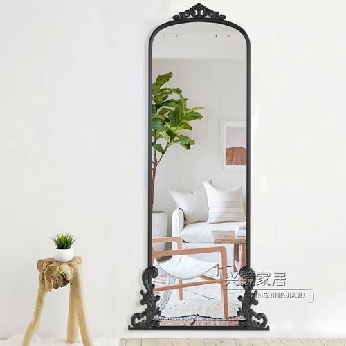 法式镜子复古轻奢全身镜奶油风壁挂装饰浴室柜壁炉家用落地穿衣镜