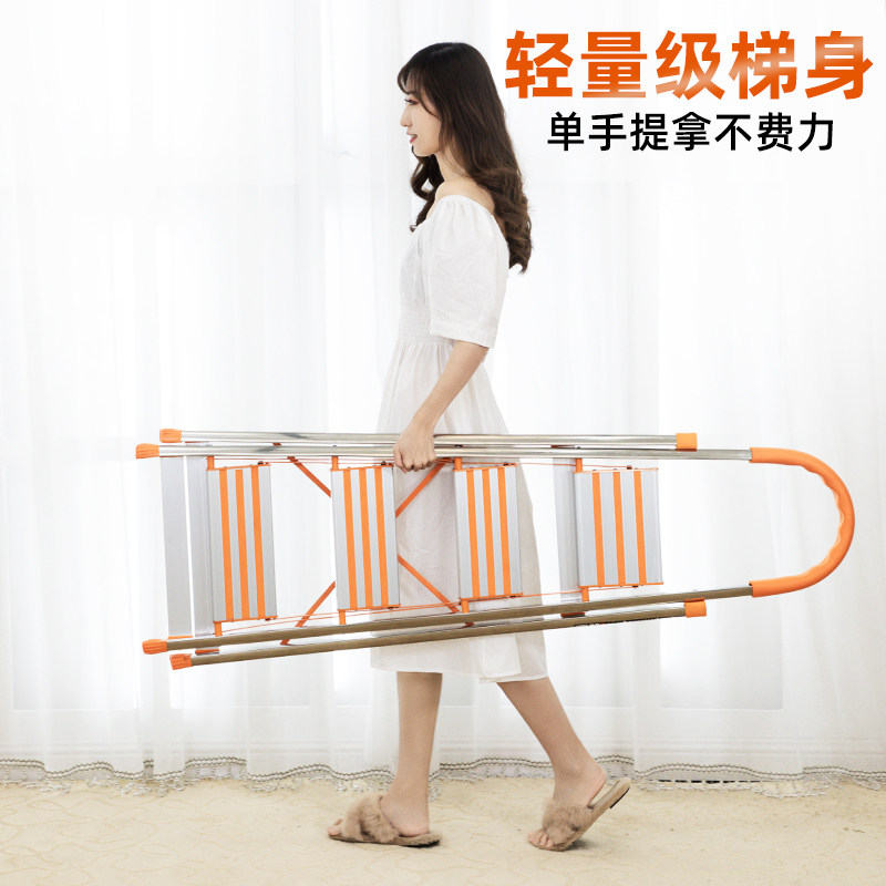 不锈钢室内人字家庭用多功能折叠加厚扶梯子三四五步伸缩工程爬梯