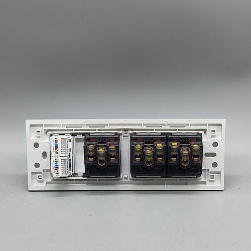 深灰色118型大号10A五孔3个电源双六类网络网线电脑宽带CAT6面板