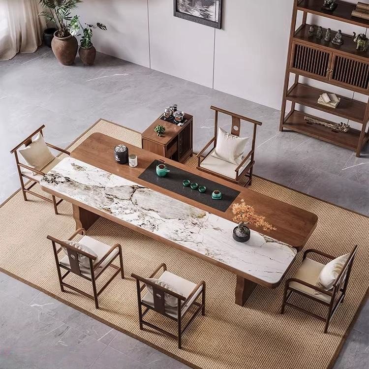 实木岩板茶桌椅组合新中式家用小户型阳台现代简约办公客厅泡茶台,住宅家具,家用茶台/茶桌,淘宝优惠券,粉丝福利购,淘宝优惠卷