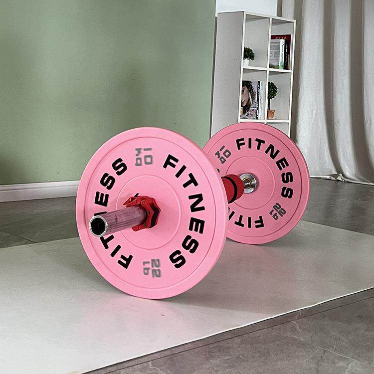 厂家直销竞技全胶片大孔二代杠铃臀推杠铃套装彩色cpu无味杠铃片