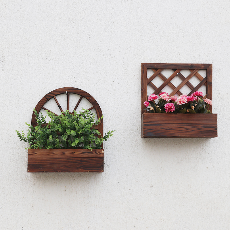 防腐木花架阳台壁挂装饰室内墙上挂墙植J物花架子悬挂墙壁花盆吊