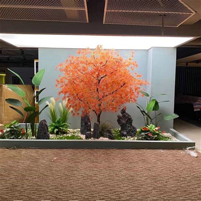 彷真枫叶树大型绿植造景假红枫树植物落地客厅装饰假X花树田园假