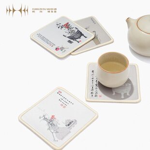 【杭州博物馆】与古为新文创丝绸杯垫隔热垫桌面垫防烫
