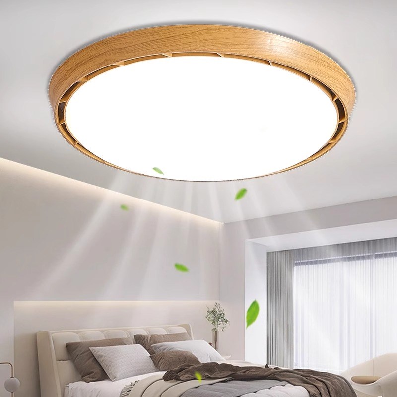 无叶风扇灯卧室灯复古极简圆形空气净化隐形静音电扇一体吸顶灯具