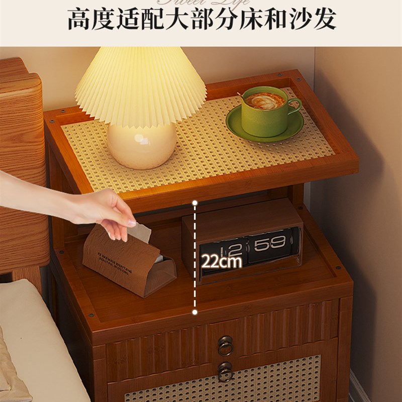 移动边几客厅小推车置物架沙发边几中古小茶几置物架子卧室床边用