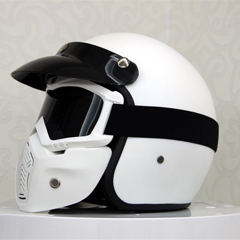 3C复古哈雷头盔男女个性盔摩托车头盔3/4盔电动机车跑盔半盔四季