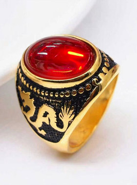 红宝石龙纹男士戒指12
