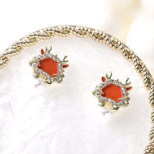 中国风喜庆生肖龙银针耳钉镶钻珍珠气质耳环女精致轻奢高级感耳饰