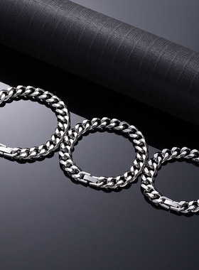 潮酷钛钢古巴链手镯50