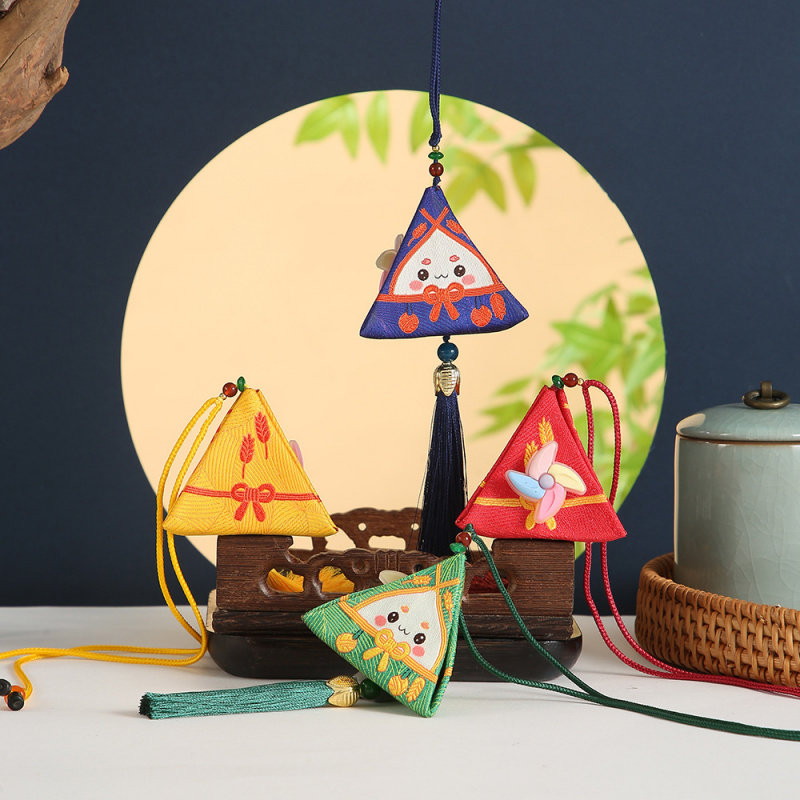 端午节磁吸开合粽子风车香包儿童挂脖香包三角形艾草香囊diy挂件
