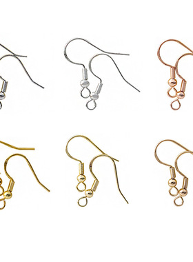 S925银耳钩银配饰配件带珠耳钩 DIY手工饰品材料耳坠饰品配件