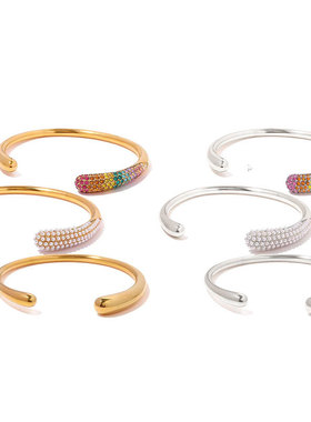 欧美风镶钻轻奢开口手镯