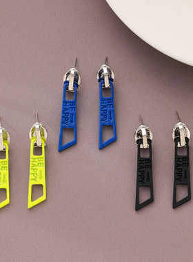 趣味个性甜酷风拉链银针耳钉新款女小众高级感耳环时尚百搭耳饰