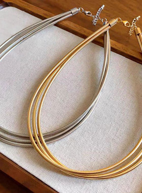 欧美风多层几何圆圈项链