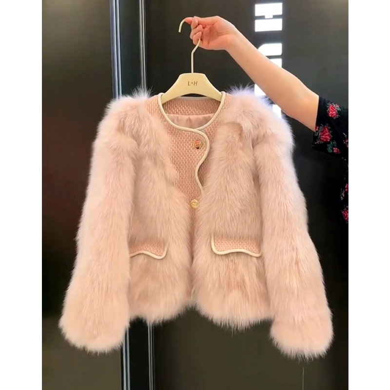 高级超好看小香风仿皮草外套女