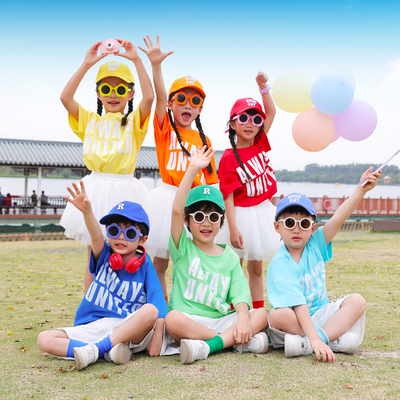 六一儿童演出服糖果色幼儿园啦啦队舞蹈表演服小学生运动会班服夏