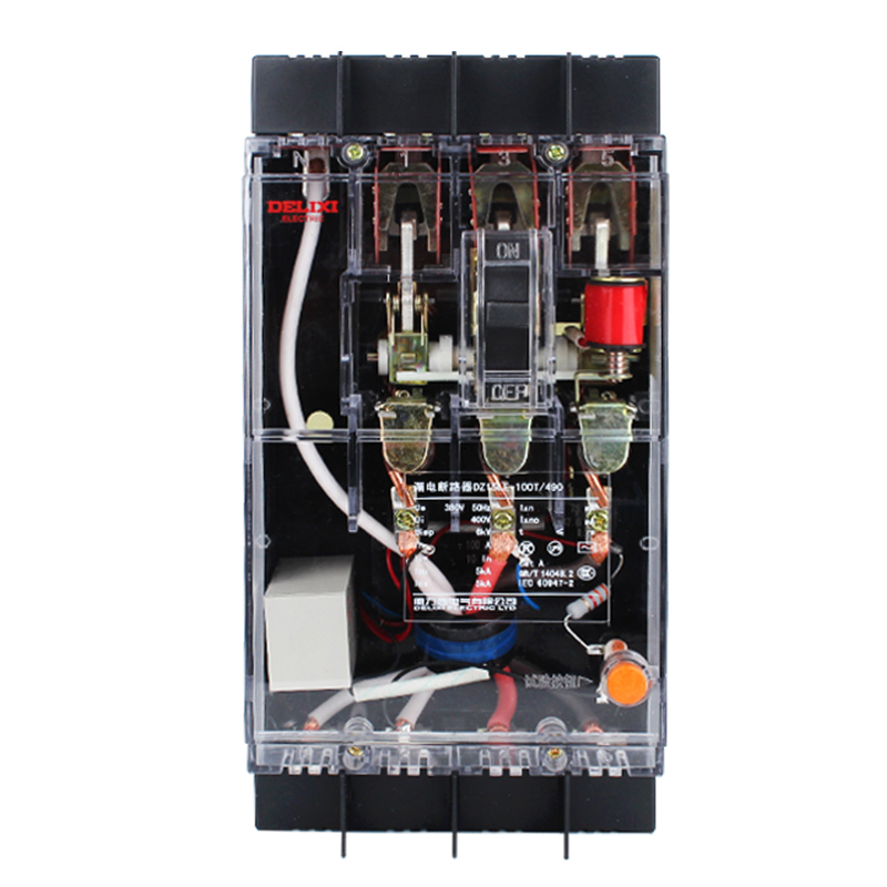 德力西DZ15LE-100T/4901透明断路器带漏电保护4P63A空气开关漏保