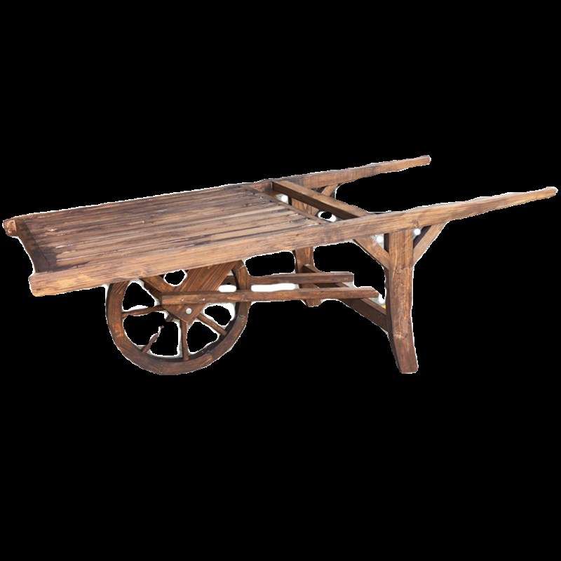 怀旧民俗老物件老式手推车老木车独轮车农村旧物平板车复古老农具