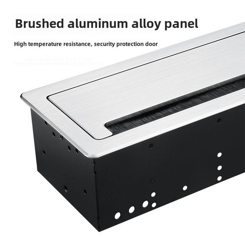 翻盖嵌入式桌面电源插座信息盒会议桌多媒体铝合金面板多功能线盒