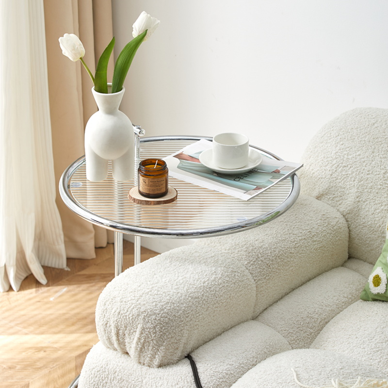 中古风沙发角几透明长虹钢化玻璃小边几客厅阳台小茶几卧室床头柜