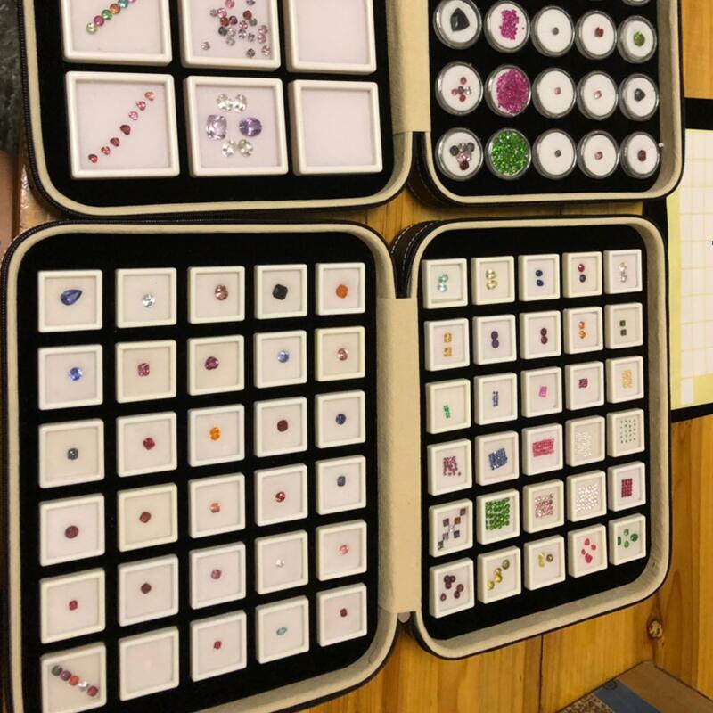 透明裸石b盒子钻样品戒面展示收纳黑方盒塑料彩宝拉链包文玩珠子