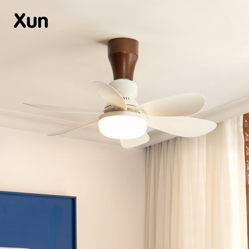 奶油风风扇灯法式餐厅灯中古吊扇灯小尺寸阳台灯书房灯次卧卧室灯