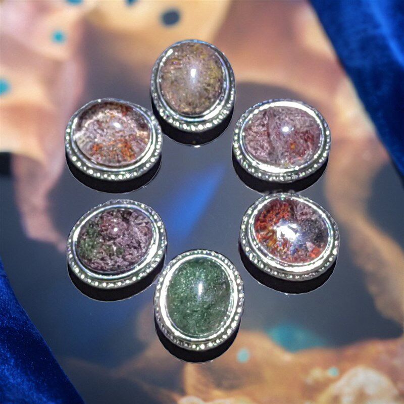 银饰镶嵌天然花幽灵颗颗有景物可以DIY提溜手链项链戒指价格优惠