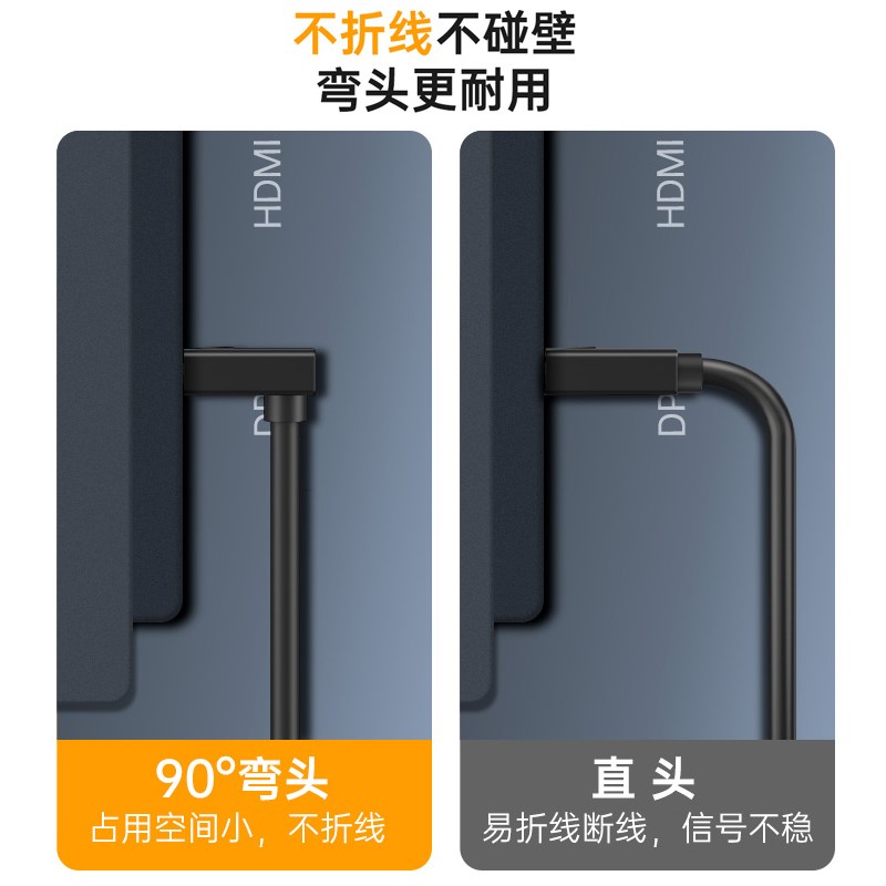 1.4版DP弯头延长线公对母口转接头8K高清笔记本电脑显卡连显示器