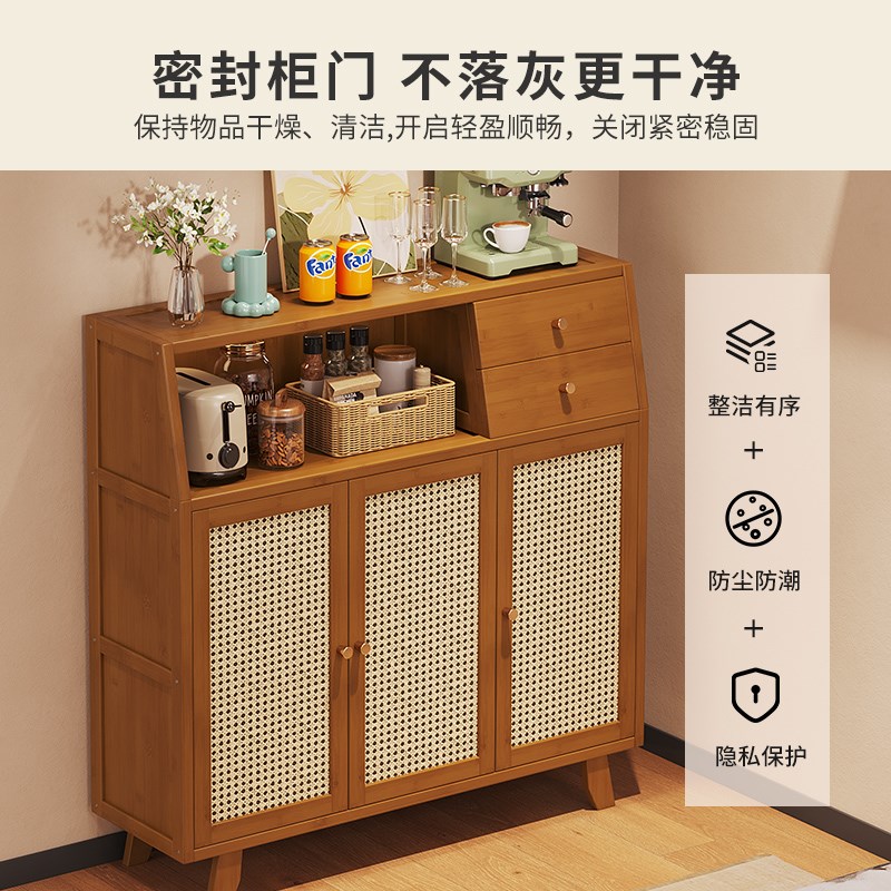 岛台柜单独移动中古风厨房茶吧一体餐边柜小户型吧台咖啡机置物架