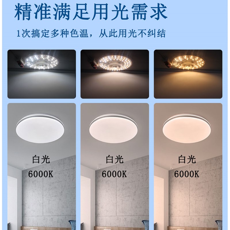 全光谱led灯芯吸顶灯替换光源圆形磁吸灯盘超亮风扇灯灯芯护眼灯