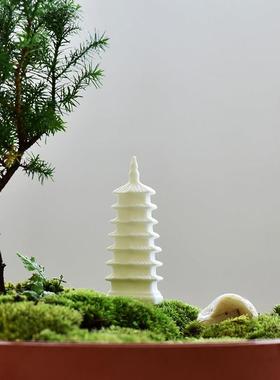 假山盆景微景观造景陶瓷小摆件招财宝塔中国风创意家居玄关装饰品
