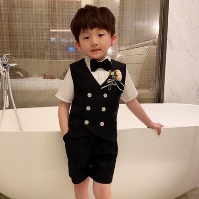 21038马甲4件套2023年新款韩版夏季男童走秀演出服4件套表演服