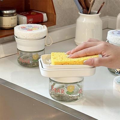 *漂亮的小姨妈*可爱洗洁精按压器家用厨房洗涤剂分装瓶海绵起泡器