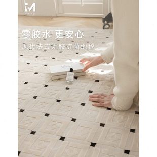 2024新款 现代地毯客厅卧室轻奢高级感无甲醛家用 无胶黑白经典 法式