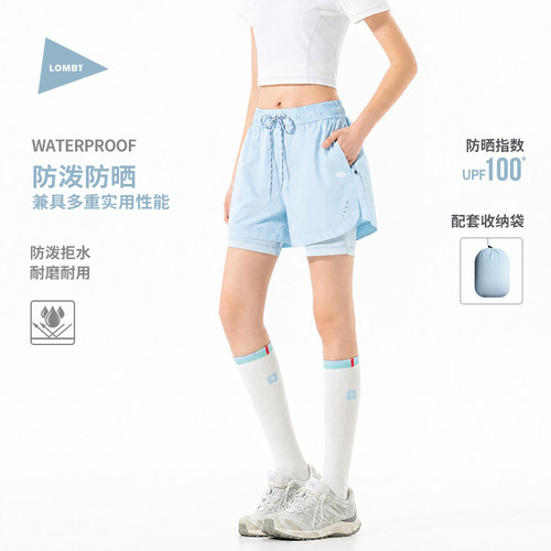 LOMBT夏季户外跑步健身三分裤女