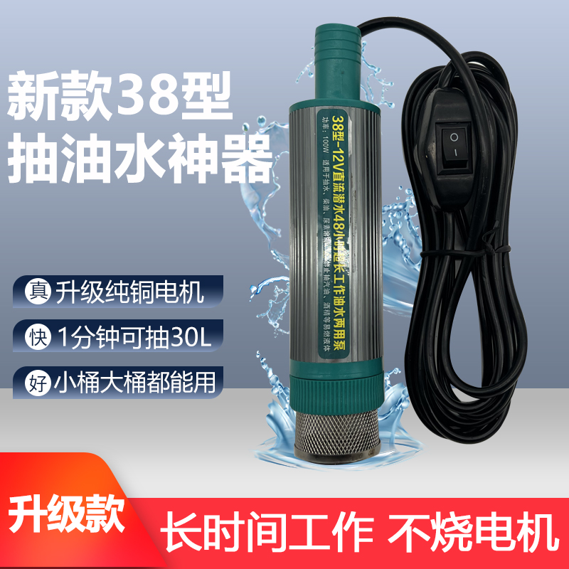 小型抽油泵1e2V24付220V抽柴油 水泵 电动油抽子 神器 加油机38型