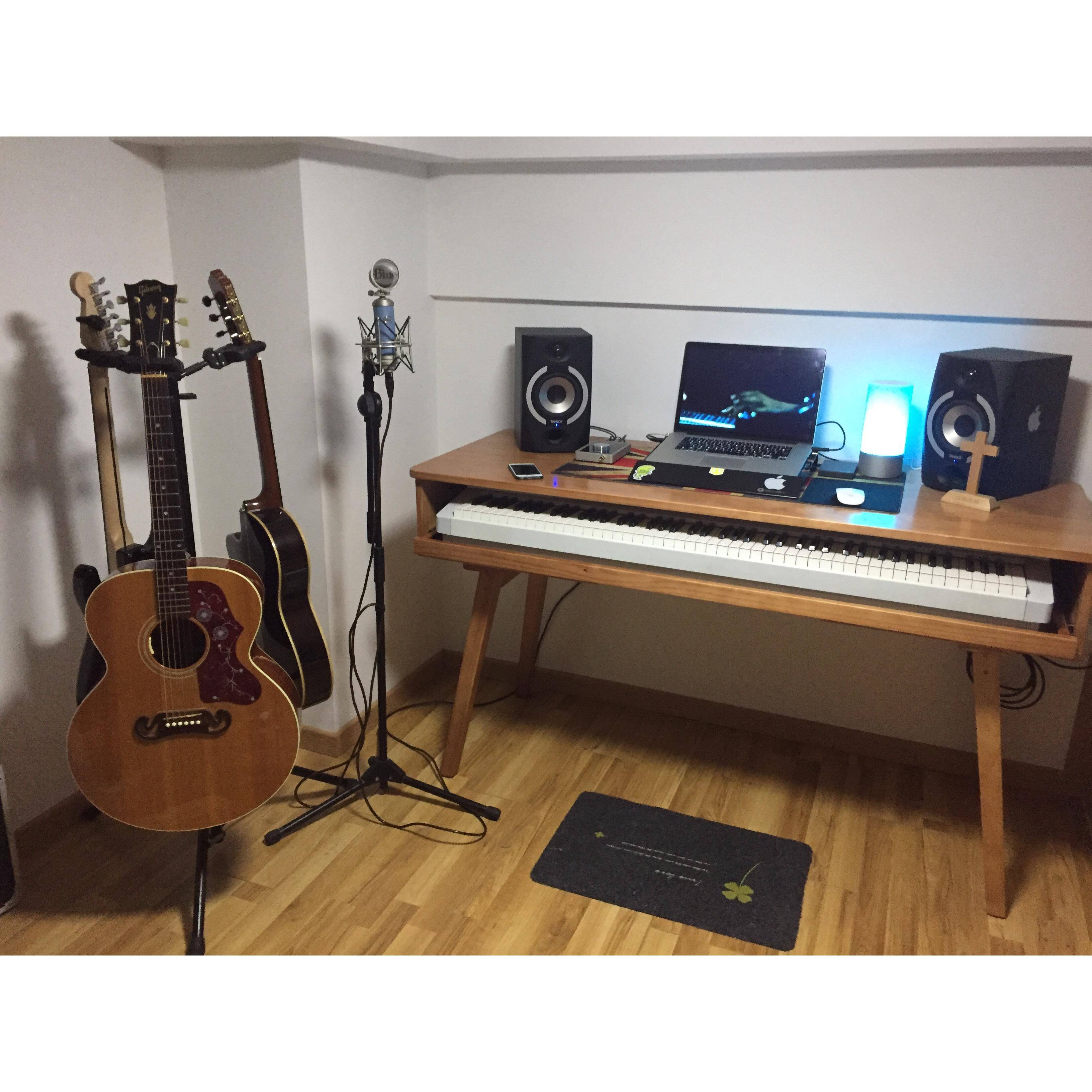 88键电钢实木工作台 midi 音乐工作室桌带活动声卡机柜琴桌编曲桌