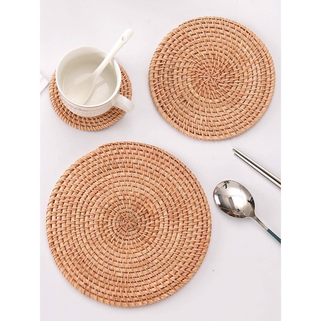 复古编织隔热垫家用防烫锅垫盘碗垫藤编餐桌垫垫子杯垫创意餐垫