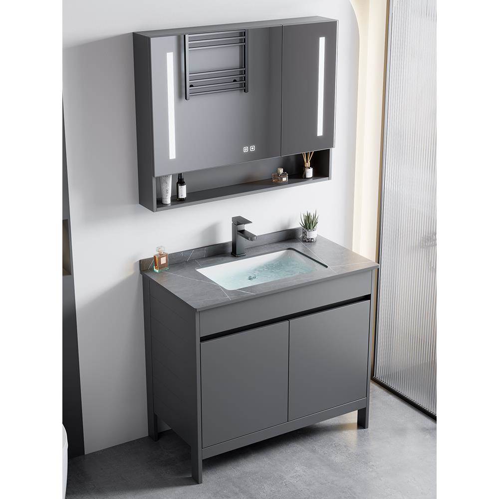 落地式太空铝浴室柜组合陶瓷一体洗手盆柜卫生间卫浴洗脸盆洗漱台