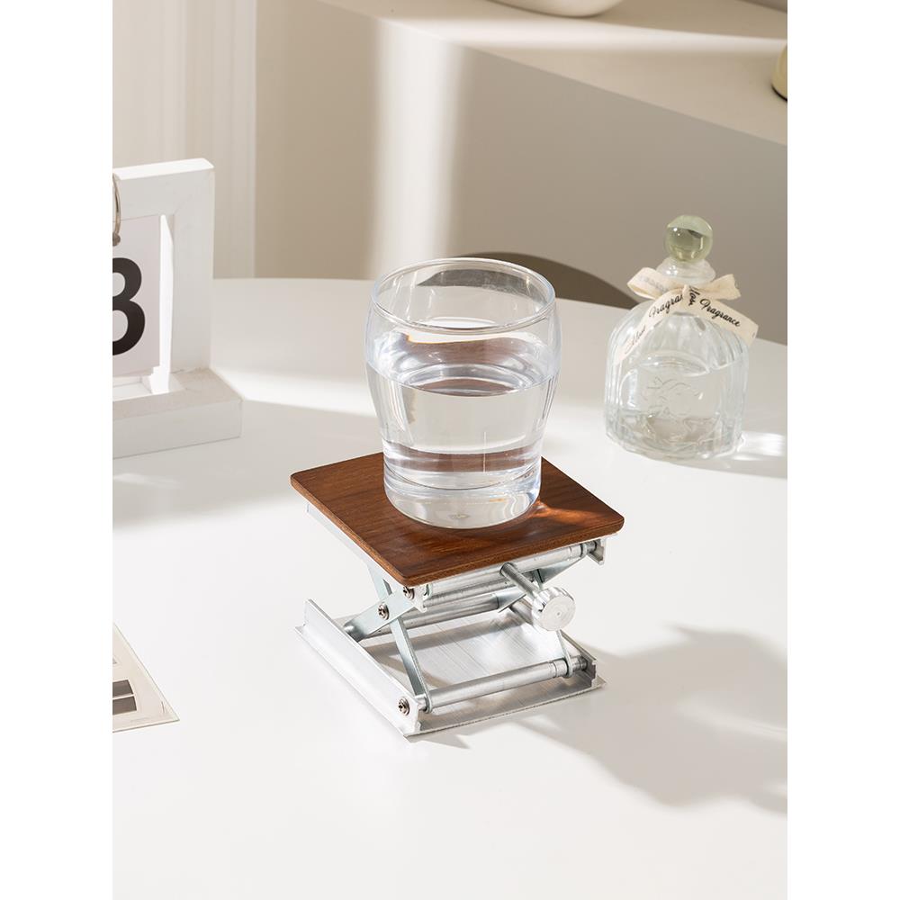 Epeiushome可升降增高杯垫铝合金亚克力黑胡桃桌面防烫隔热垫北欧