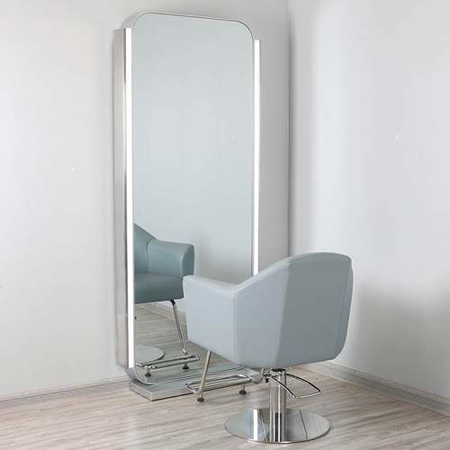 理发店高档镜台网红美发店镜子发廊专用带灯落地镜单面双面镜新款