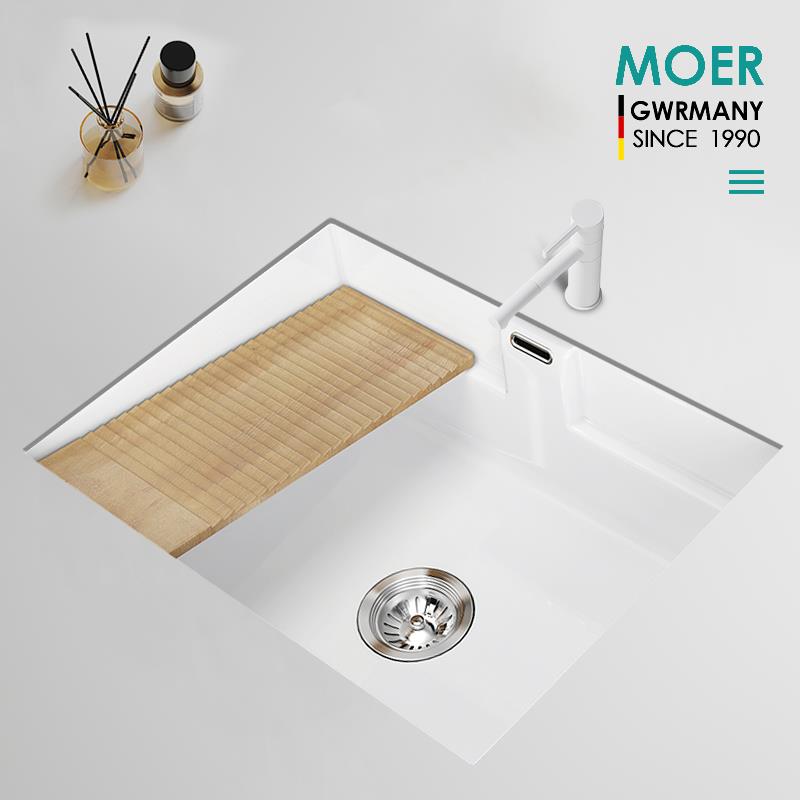 MOER新款陶瓷带移动搓衣板台下盆洗手盆洗脸盆单盆家用卫生间阳台