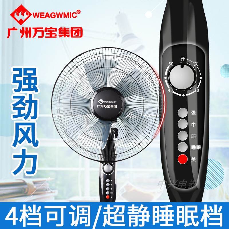 万宝电风扇家用静音落地扇宿舍机械摇头定时风扇遥控立式大风力扇
