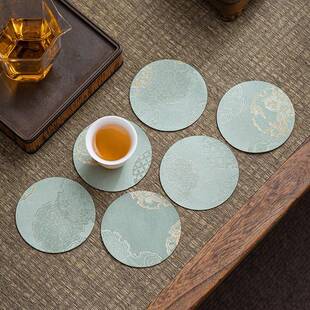 中式茶具织锦杯垫双面杯托布艺圆形隔热垫茶壶垫传统纹样茶道配件