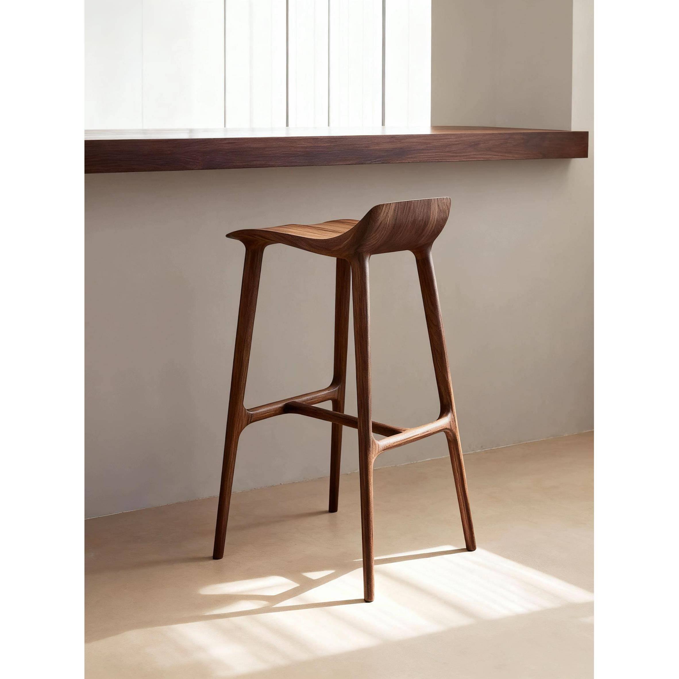 北美黑胡桃木吧台椅岛台高脚凳子全实木咖啡厅吧台凳吧椅休闲椅