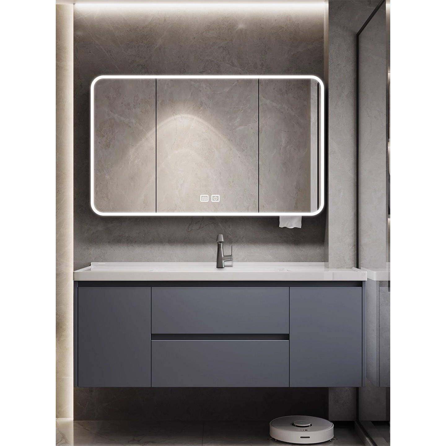 定制切角陶瓷一体盆蜂窝铝切角抽屉浴室柜组合异形尺寸包管洗手盆