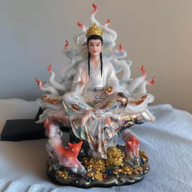 九尾狐神像家用堂口供奉九尾娘娘工业品摆件青丘白狐像树脂灵狐像