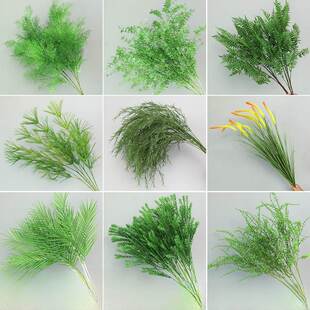 梅辰绿色植物模拟龙须长枝柳树芽假花白色和绿色森林装饰芦苇狗尾